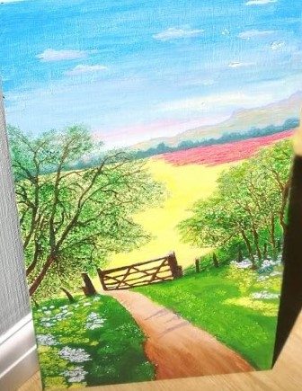acrylic, summer landscape.